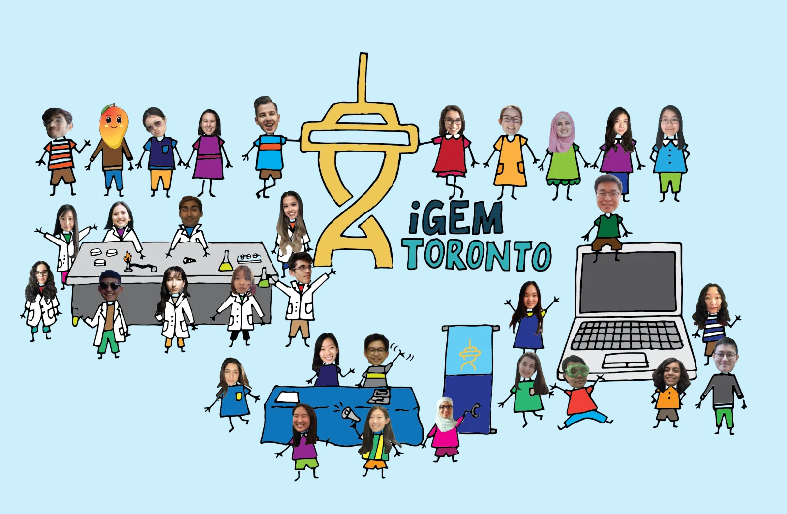 The 2019-2020 team, in cartoon form