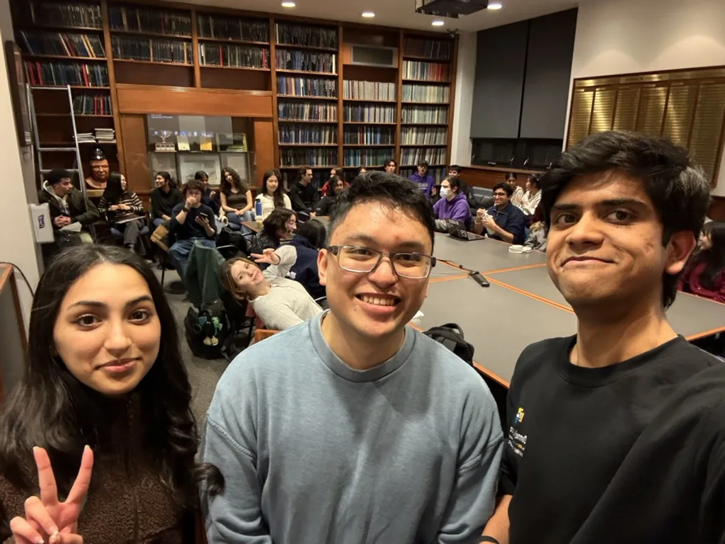 A candid selfie during a team meeting