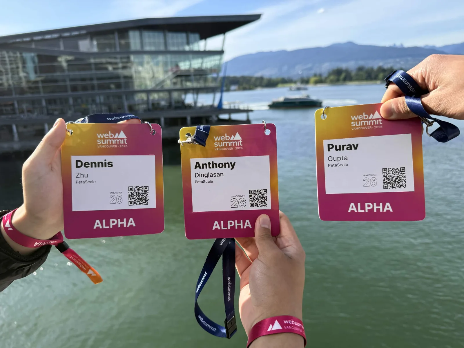 Conference badges from a Vancouver industry summit