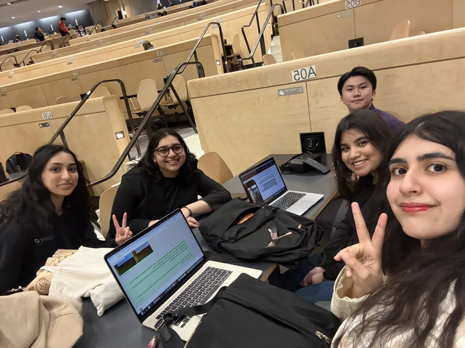Working from a stadium-seat conference hall