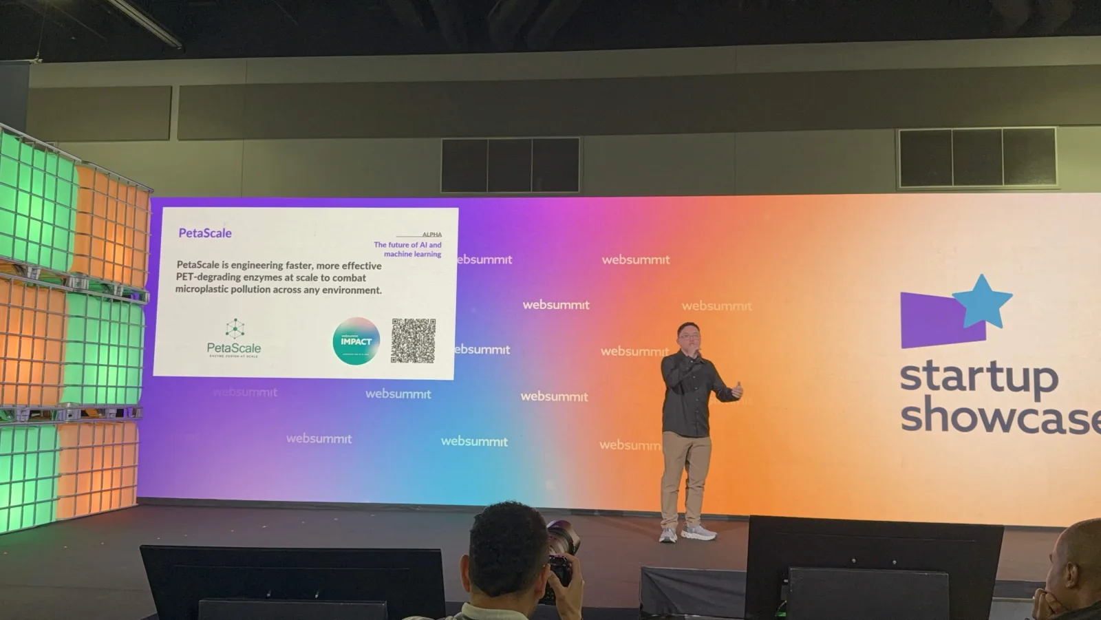 PetaScale presents on the Startup Showcase stage at Web Summit Vancouver