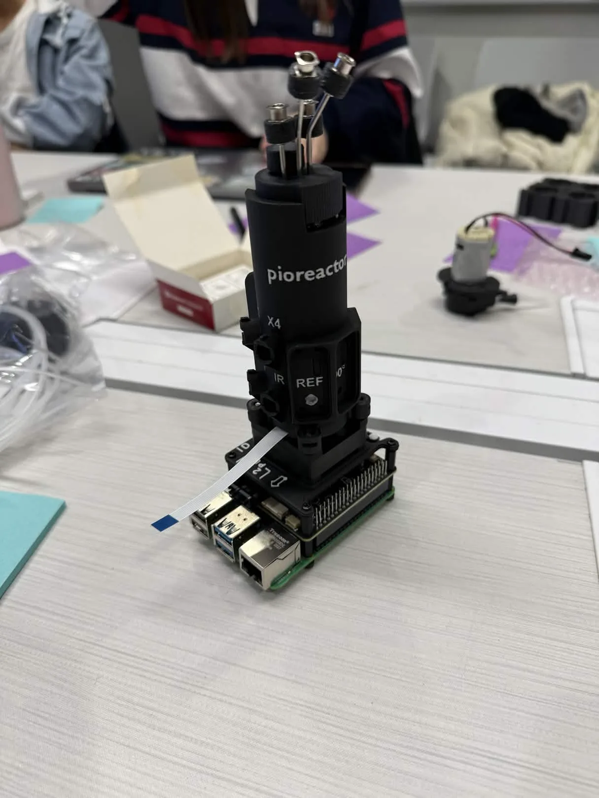 One of two reference Pioreactor units the Hardware team assembled to study before designing their own low-cost bioreactor, March 2026